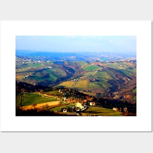View from above at Marche hills covered by fields and forests Posters and Art
